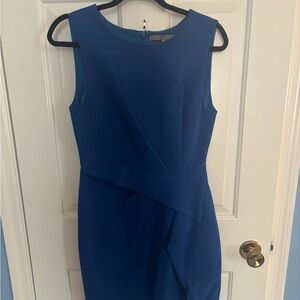 Halston Heritage Sleeveless Royal Blue Midi Sheath Dress